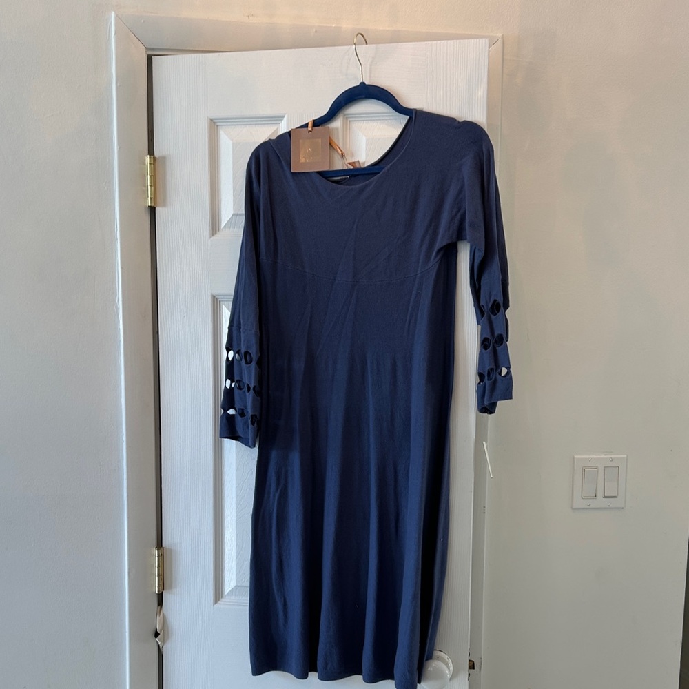 Chic Long Sleeve Navy Dress